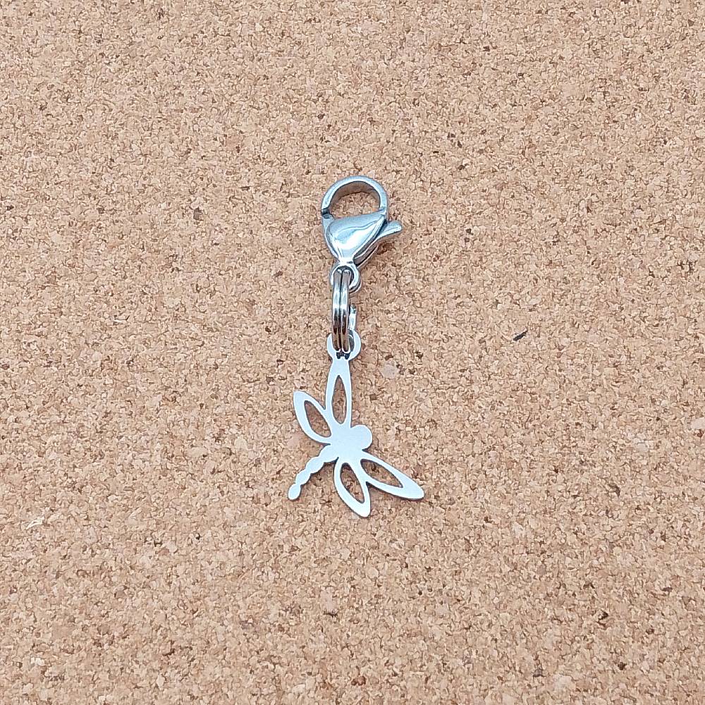 Dragonfly Small Silver Stainless Steel Clip-on Charm