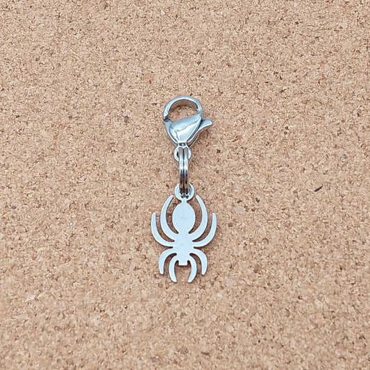 Spider Silver Stainless Steel Clip-on Charm