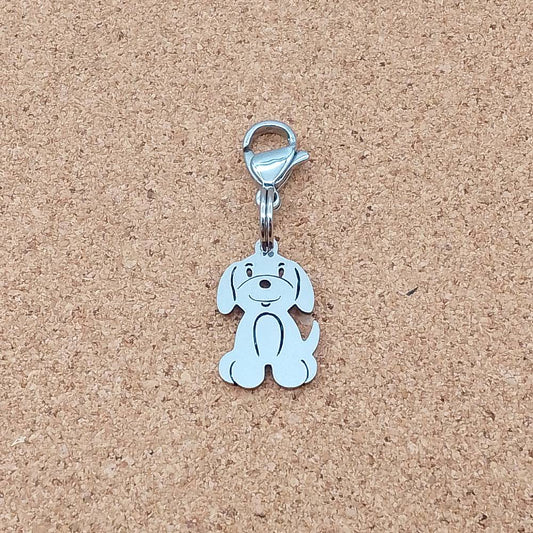 Dog Silver Stainless Steel Clip-on Charm