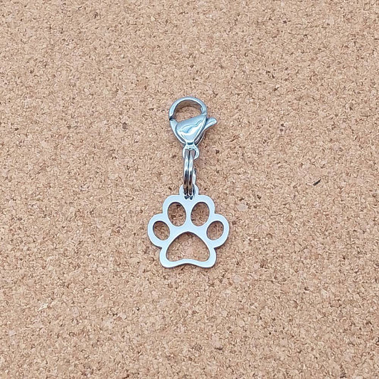 Paw Print Silver Stainless Steel Clip-on Charm