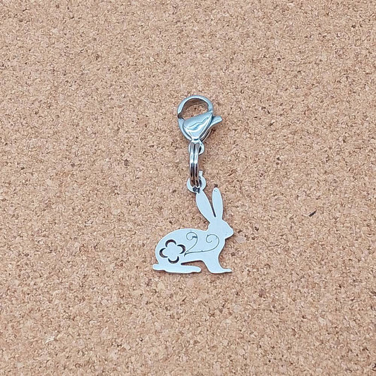 Rabbit Silver Stainless Steel Clip-on Charm