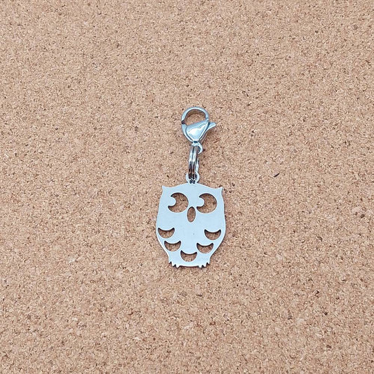 Owl Silver Stainless Steel Clip-on Charm