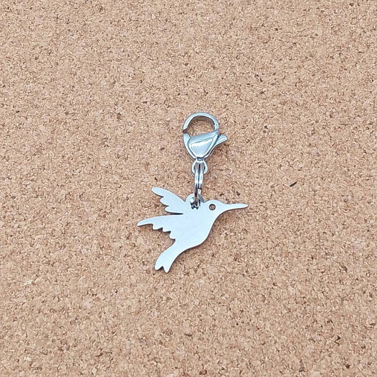 Hummingbird Silver Stainless Steel Clip-on Charm