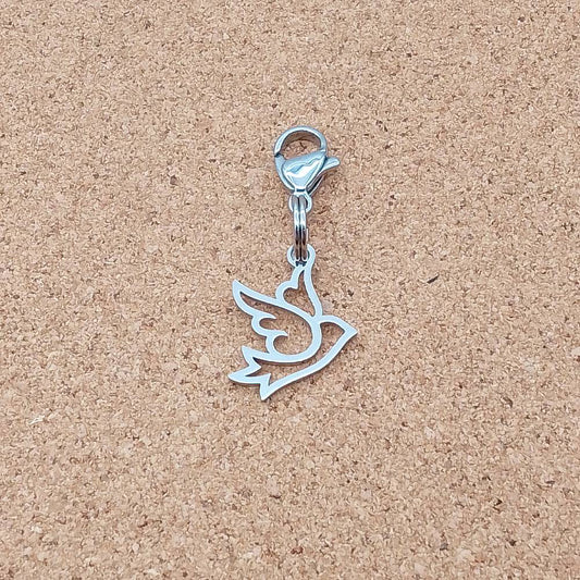 Dove Silver Stainless Steel Clip-on Charm