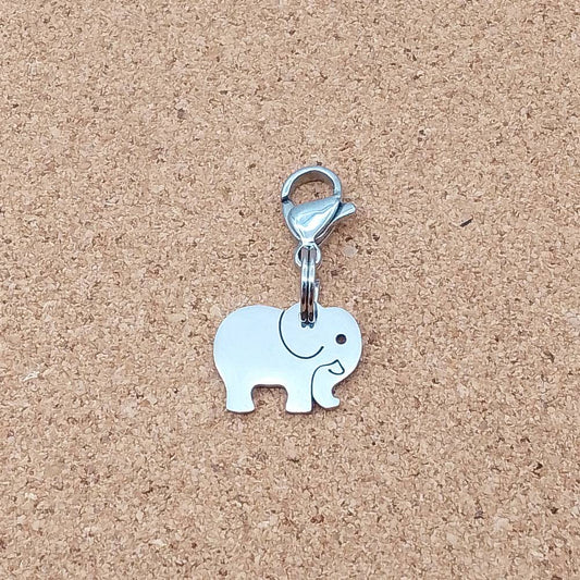 Elephant Silver Stainless Steel Clip-on Charm