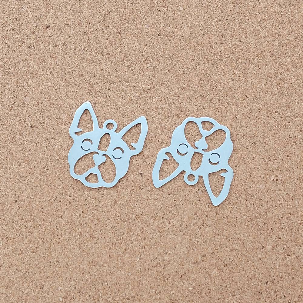 French Bulldog Stainless Steel Charms (2 Pack) | Silver Dog Pendants