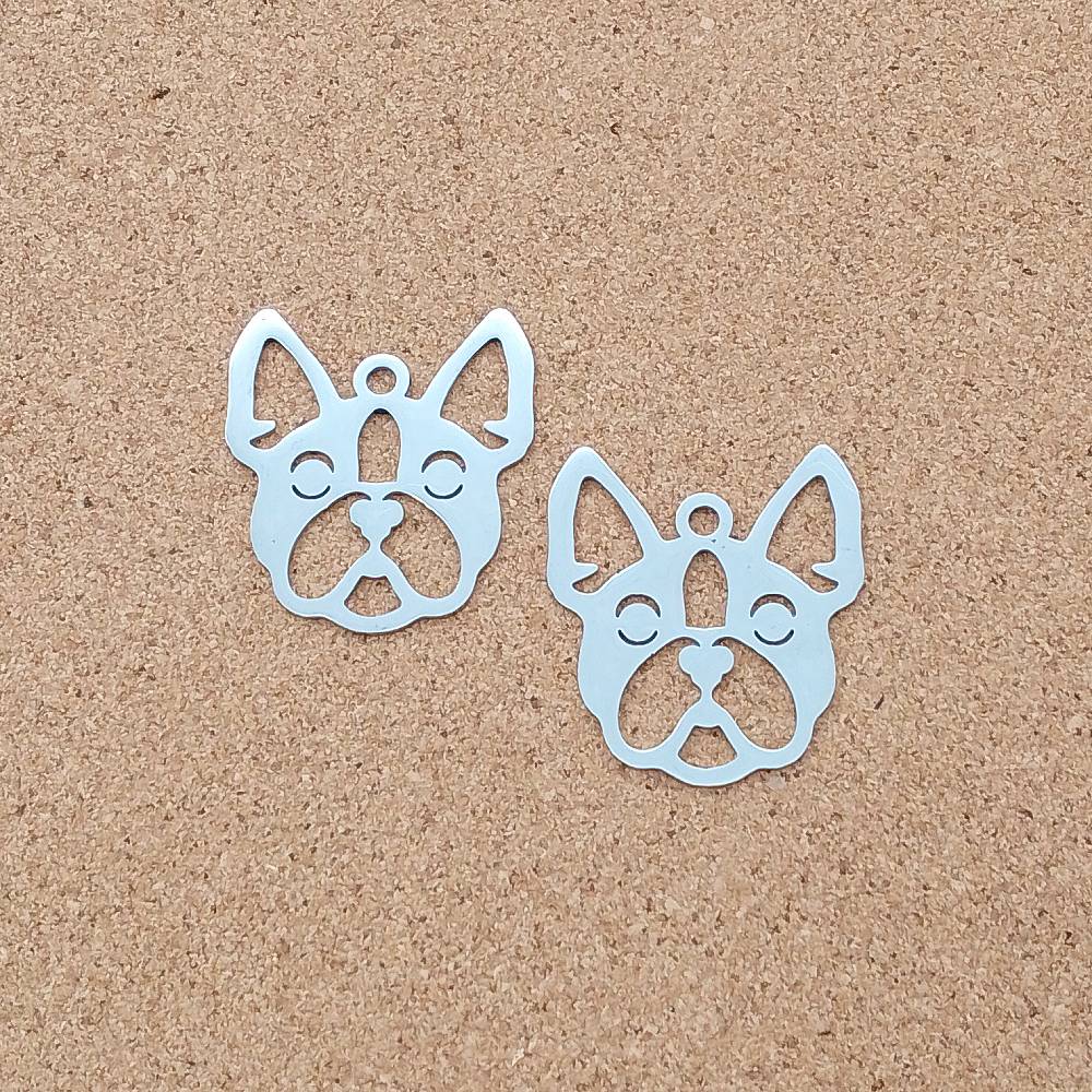 French Bulldog Stainless Steel Charms (2 Pack) | Silver Dog Pendants