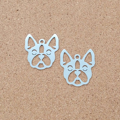 French Bulldog Stainless Steel Charms (2 Pack) | Silver Dog Pendants