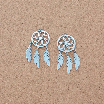 Dreamcatcher Stainless Steel Charms (2 Pack) | Silver Craft Supplies