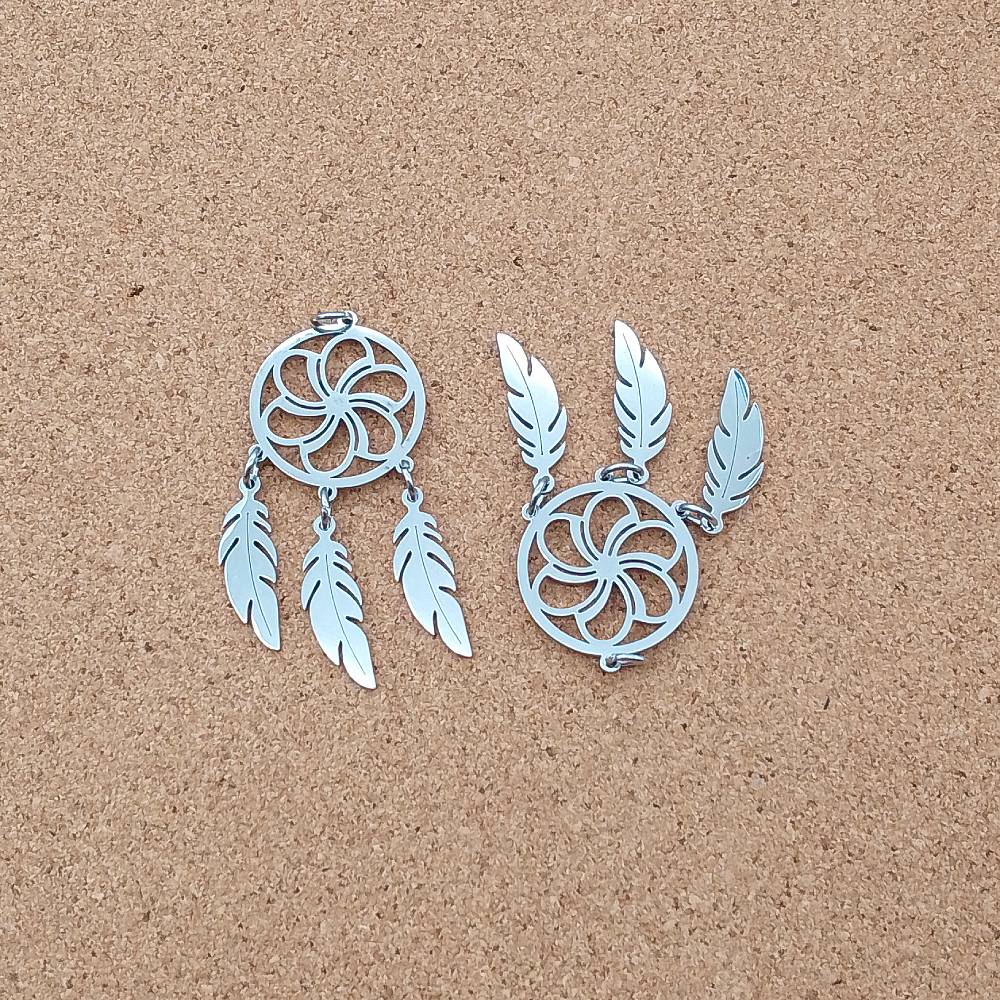 Dreamcatcher Stainless Steel Charms (2 Pack) | Silver Craft Supplies