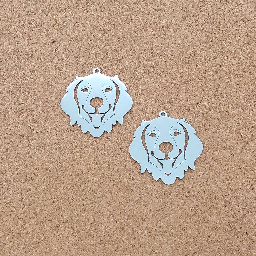 Golden Retriever Stainless Steel Charms (2 Pack) | Silver Dog Pendants