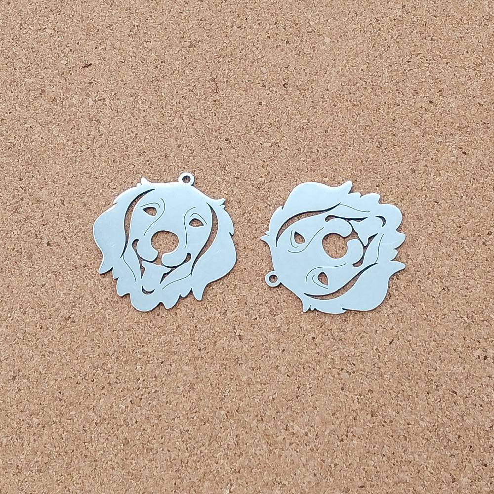 Golden Retriever Stainless Steel Charms (2 Pack) | Silver Dog Pendants