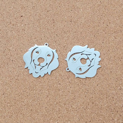 Golden Retriever Stainless Steel Charms (2 Pack) | Silver Dog Pendants