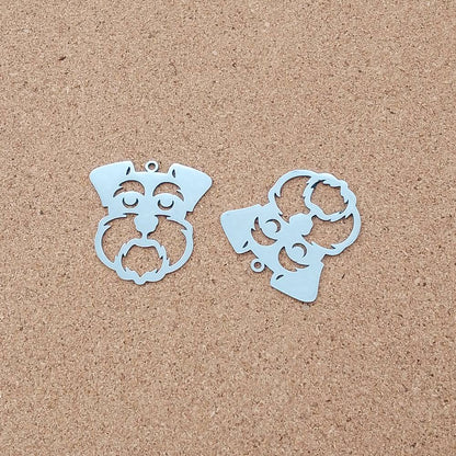 Schnauzer Stainless Steel Charms (2 Pack) | Silver Dog Pendants