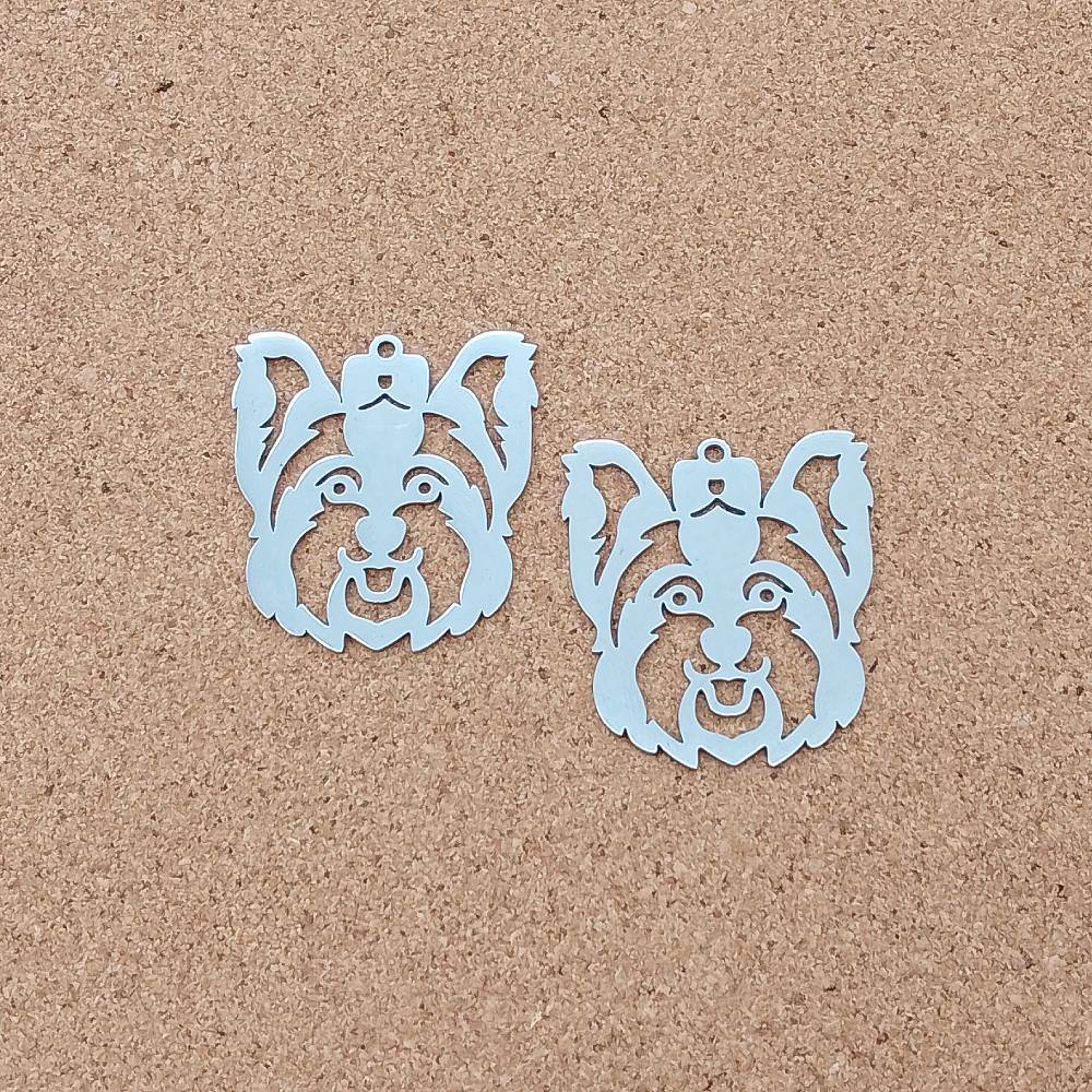 Yorkshire Terrier Stainless Steel Charms (2 Pack) | Silver Dog Pendants