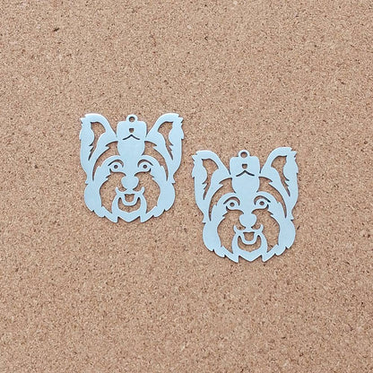 Yorkshire Terrier Stainless Steel Charms (2 Pack) | Silver Dog Pendants