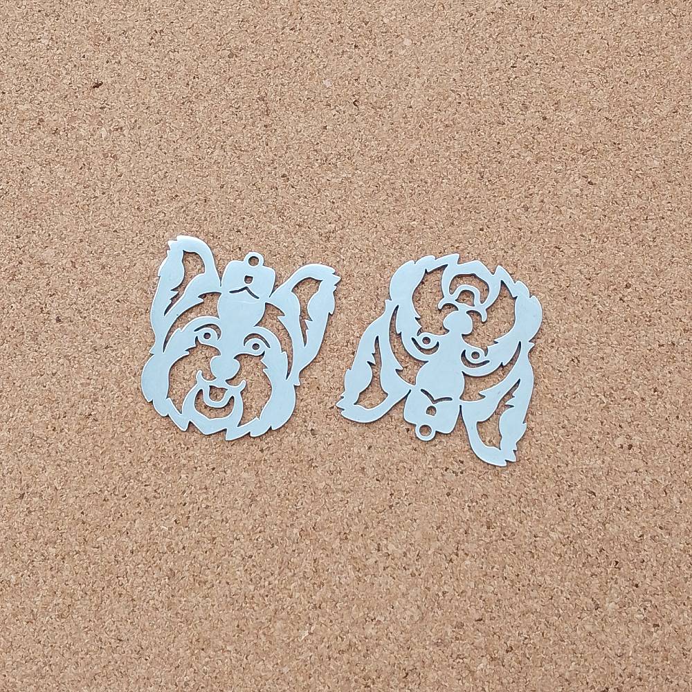 Yorkshire Terrier Stainless Steel Charms (2 Pack) | Silver Dog Pendants