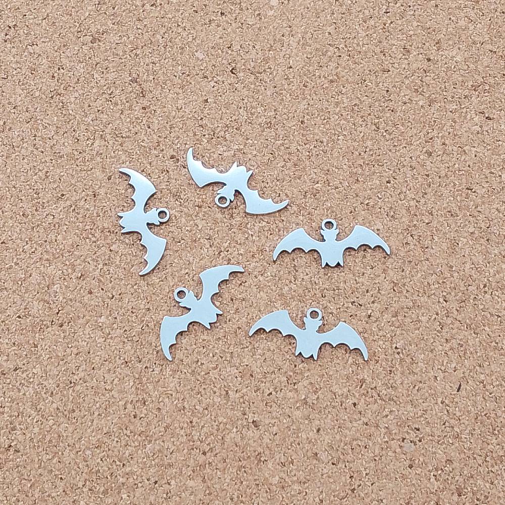 Bat Stainless Steel Charms (5 Pack) | Silver Animal Pendants