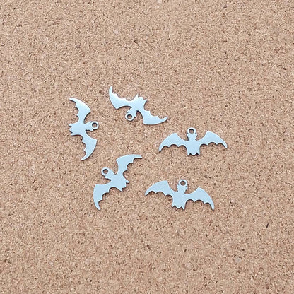 Bat Stainless Steel Charms (5 Pack) | Silver Animal Pendants