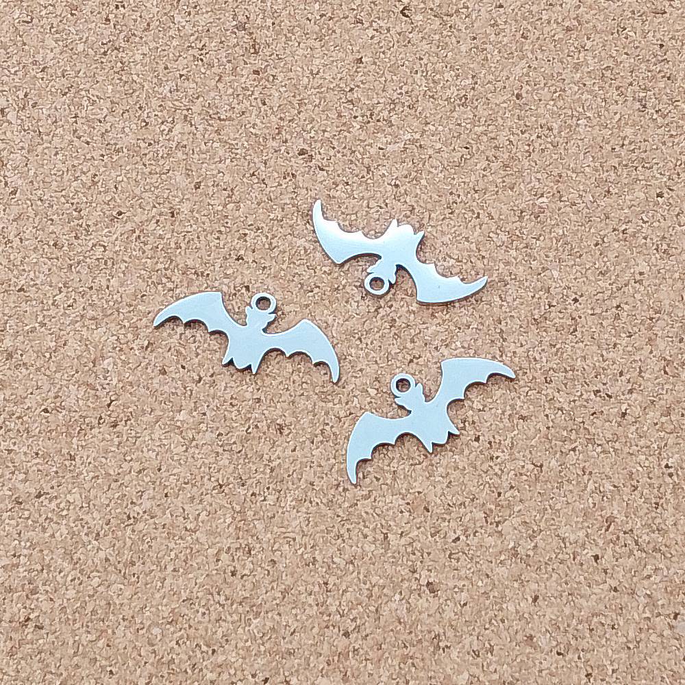 Bat Stainless Steel Charms (5 Pack) | Silver Animal Pendants