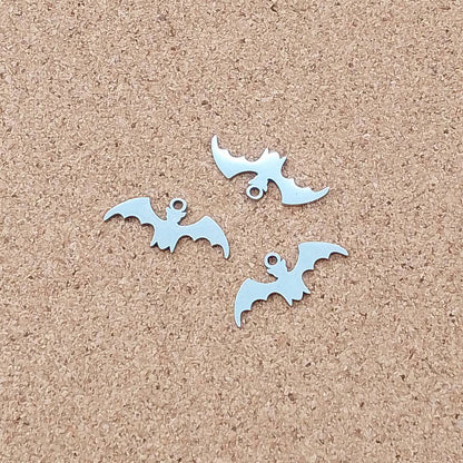 Bat Stainless Steel Charms (5 Pack) | Silver Animal Pendants