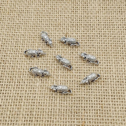 Rat Antique Silver Charms (8 Pack) | Mouse Craft Supplies