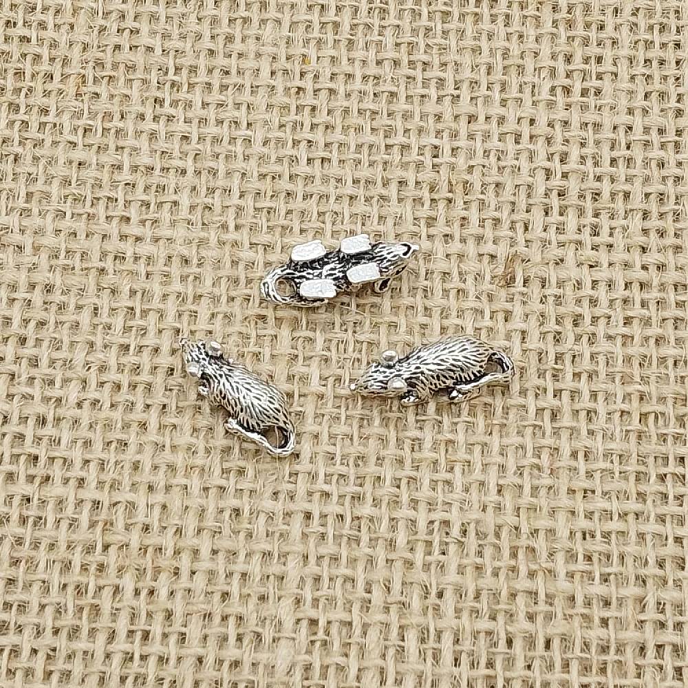 Rat Antique Silver Charms (8 Pack) | Mouse Craft Supplies