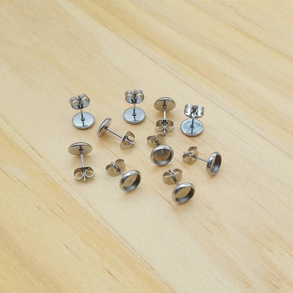 Stainless Steel Earring Stud Posts (10 Pack) | Blank Cabochon Bases