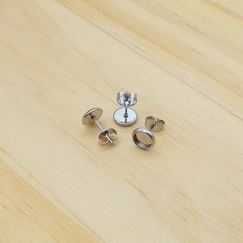 Stainless Steel Earring Stud Posts (10 Pack) | Blank Cabochon Bases