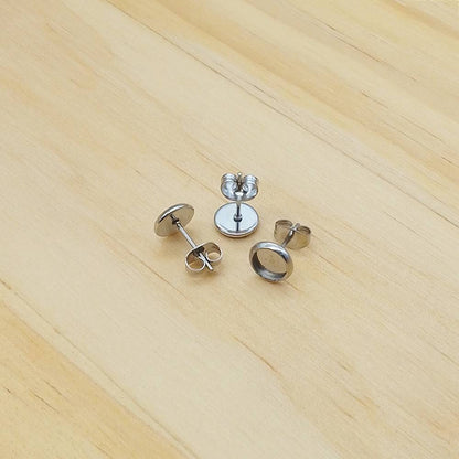 Stainless Steel Earring Stud Posts (10 Pack) | Blank Cabochon Bases