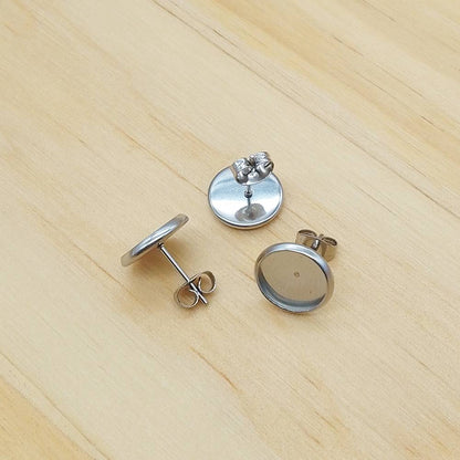Stainless Steel Earring Stud Posts (10 Pack) | Blank Cabochon Bases