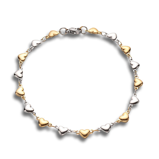 Hearts Chain Golden Silver Stainless Steel Bracelet