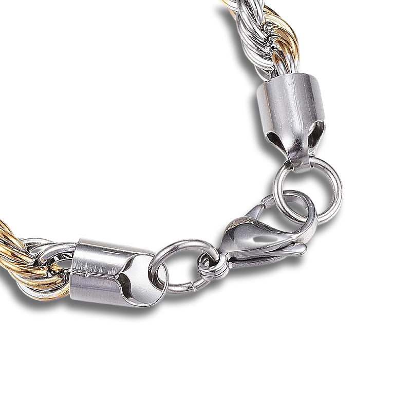 Chunky Rope Chain Golden Silver Stainless Steel Bracelet