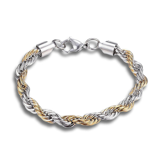 Chunky Rope Chain Golden Silver Stainless Steel Bracelet