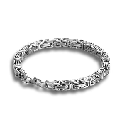 Byzantine Chain Silver Stainless Steel Bracelet