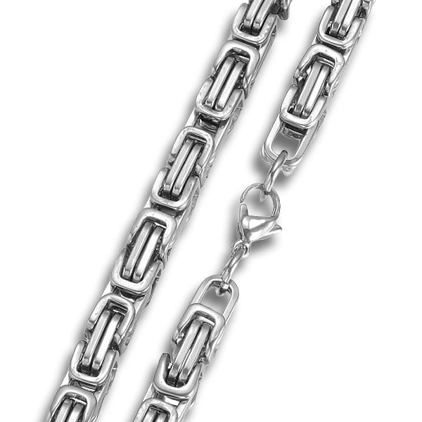 Byzantine Chain Silver Stainless Steel Bracelet