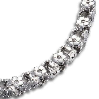 Flower Box Chain Silver Stainless Steel Bracelet