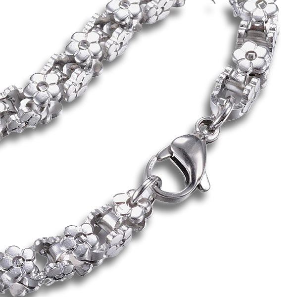 Flower Box Chain Silver Stainless Steel Bracelet