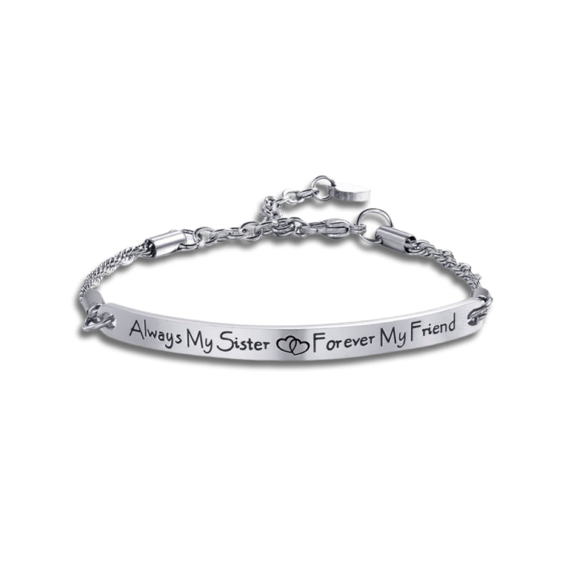 Always My Sister Forever My Friend Silver Stainless Steel Bracelet