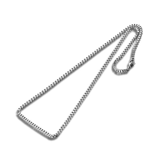 Box Chain Silver Stainless Steel Necklace