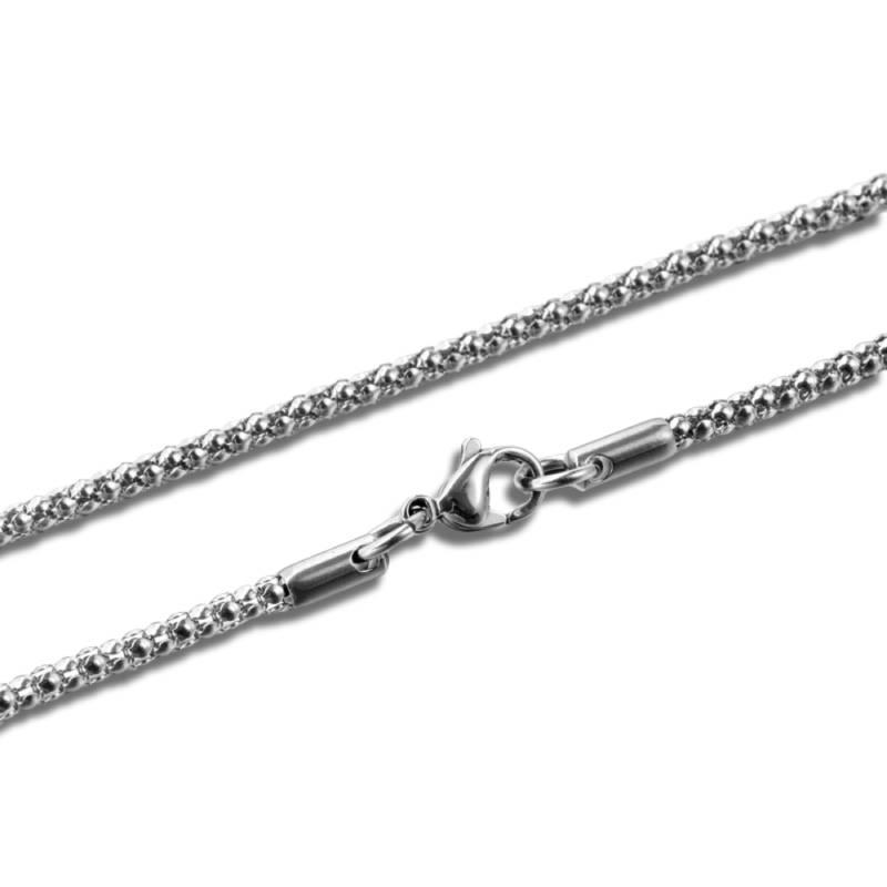 Popcorn Chain Silver Stainless Steel Necklace