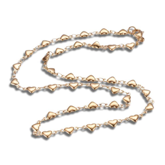 Hearts Chain Golden Stainless Steel Necklace