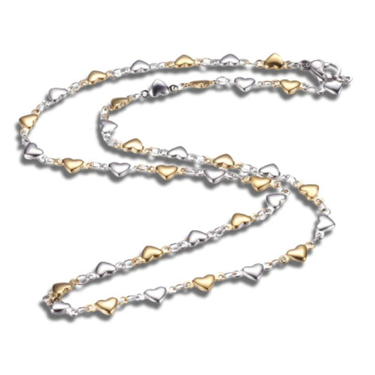 Hearts Chain Golden/Silver Stainless Steel Necklace