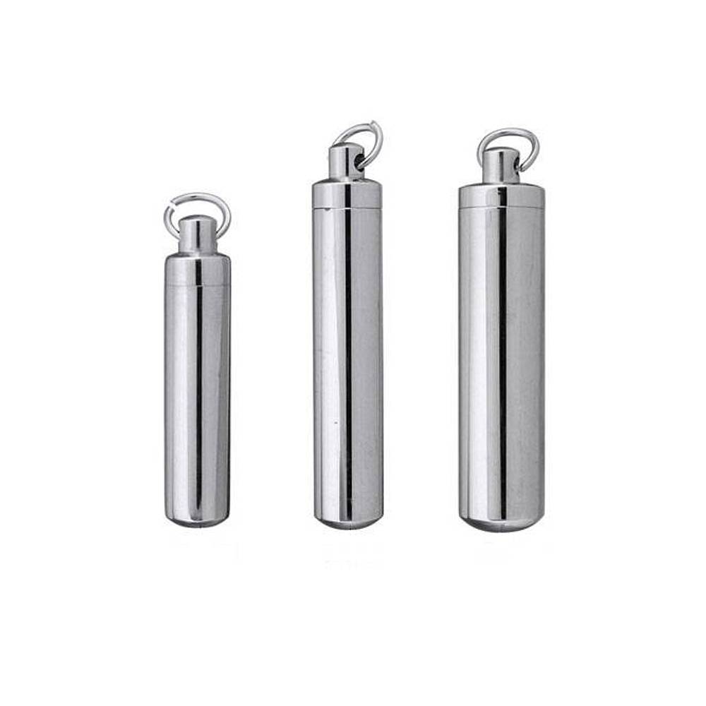 Cylinder Silver Stainless Steel Keepsake Ashes Cremation Urn Memorial Pendant Necklace