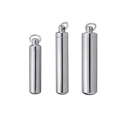 Cylinder Silver Stainless Steel Keepsake Ashes Cremation Urn Memorial Pendant Necklace