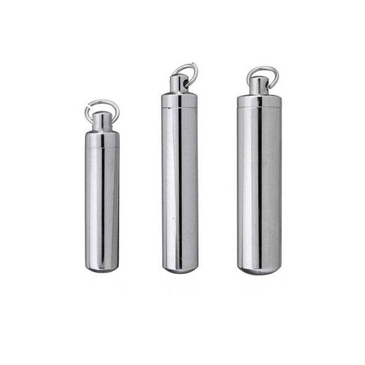Cylinder Silver Stainless Steel Keepsake Ashes Cremation Urn Memorial Pendant Necklace