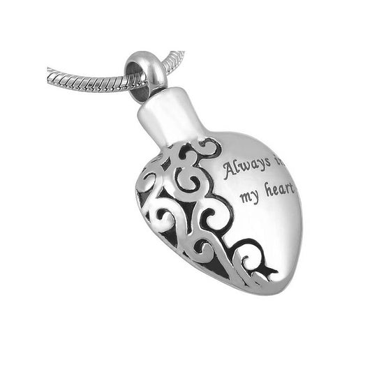 Heart Silver Stainless Steel Keepsake Ashes Cremation Urn Memorial Pendant Necklace