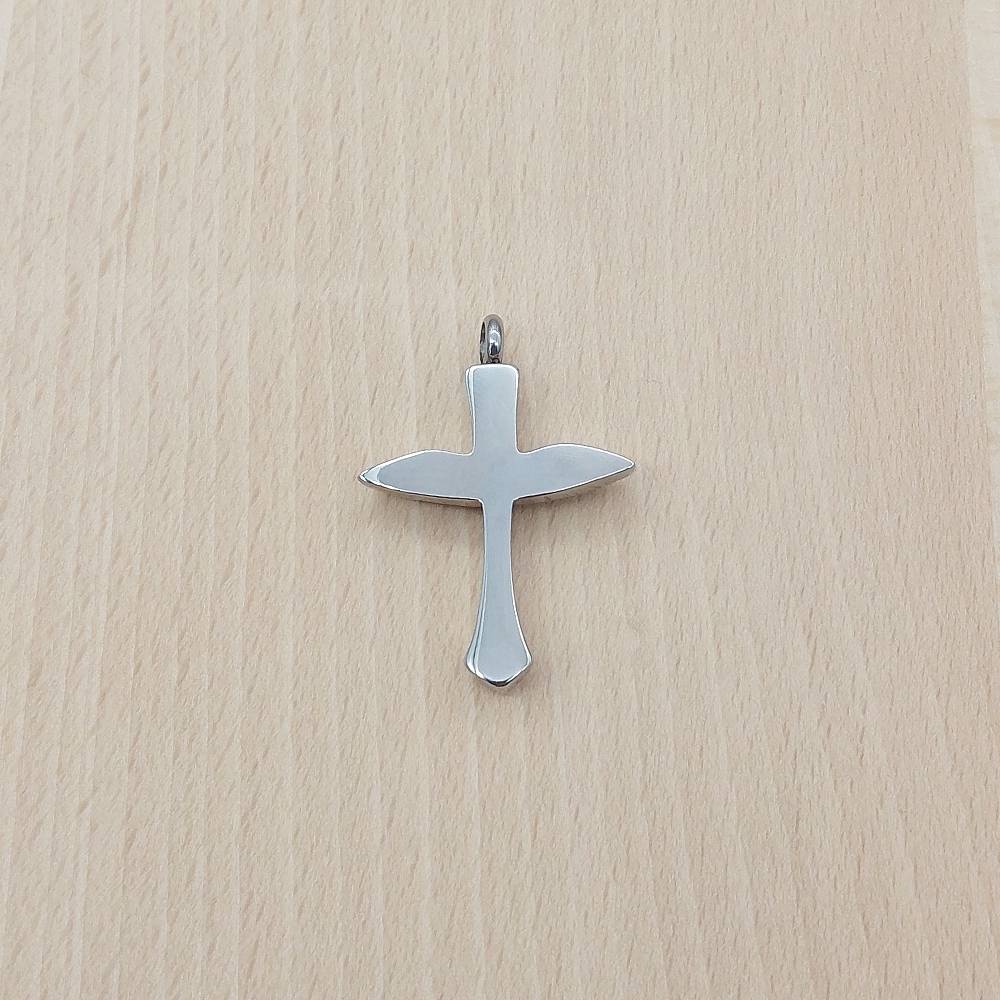 Cross Wings Silver Stainless Steel Cremation Ashes Necklace