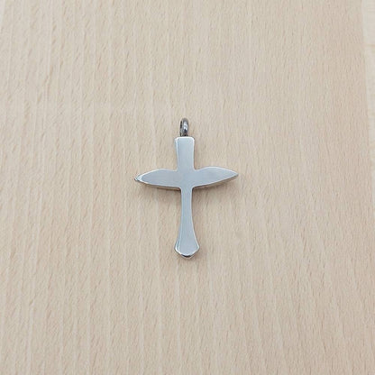 Cross Wings Silver Stainless Steel Cremation Ashes Necklace