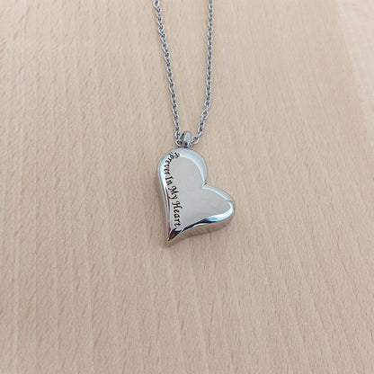 Forever In My Heart Silver Stainless Steel Cremation Ashes Necklace